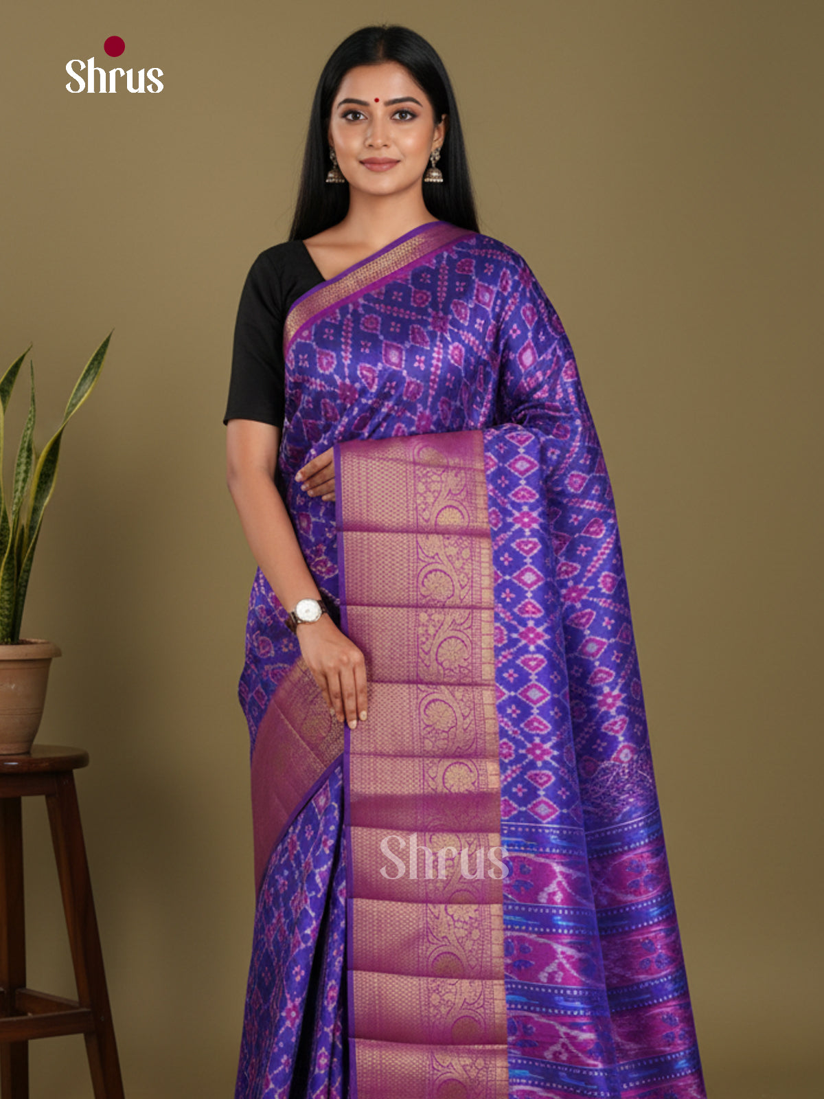 Blue & Purple- Semi Patola Saree
