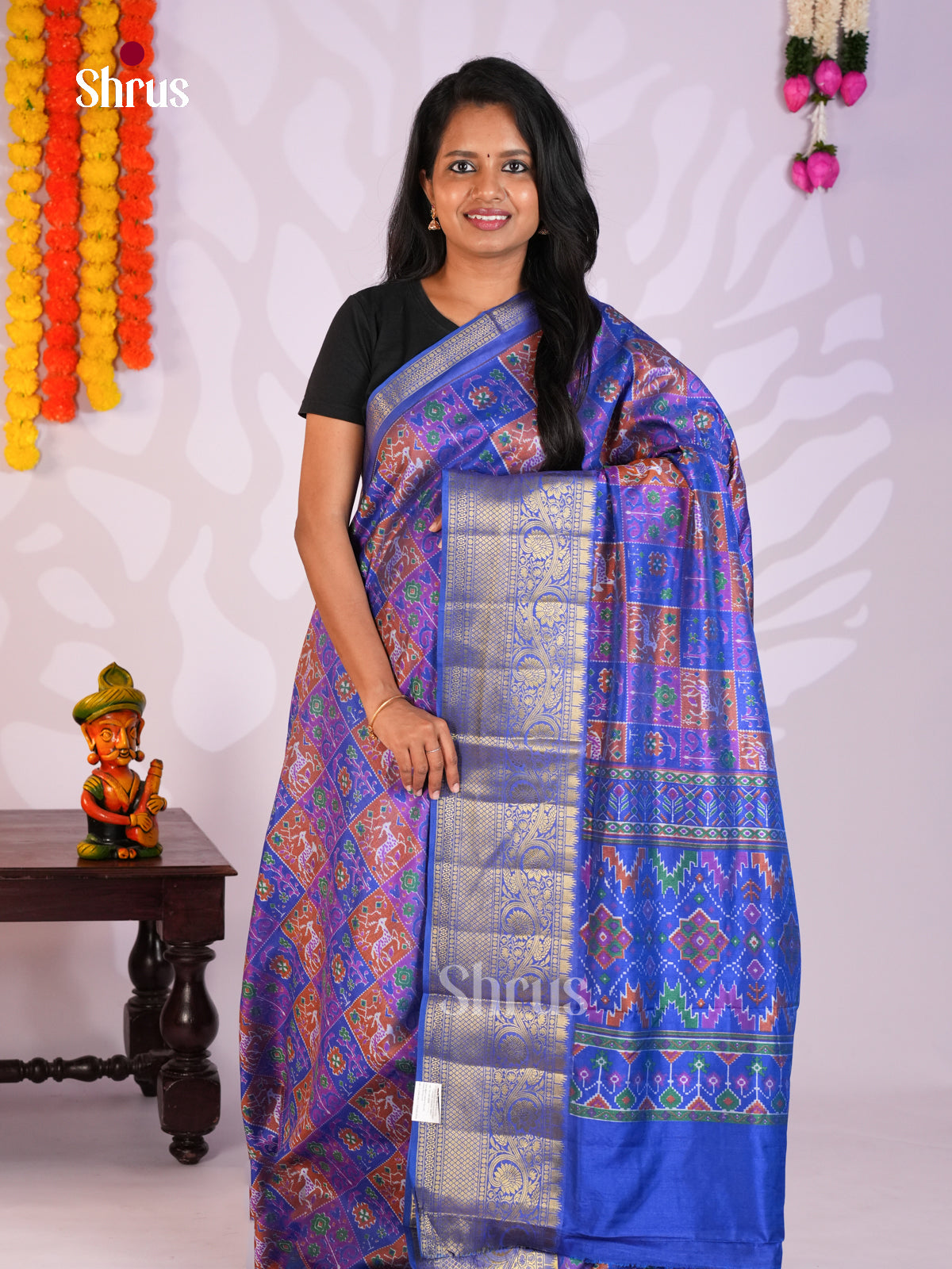 Blue - Semi Patola Saree
