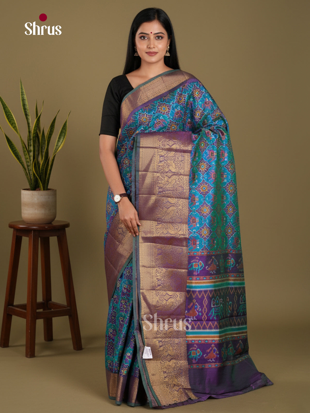 Blue & Purple - Semi Patola Saree