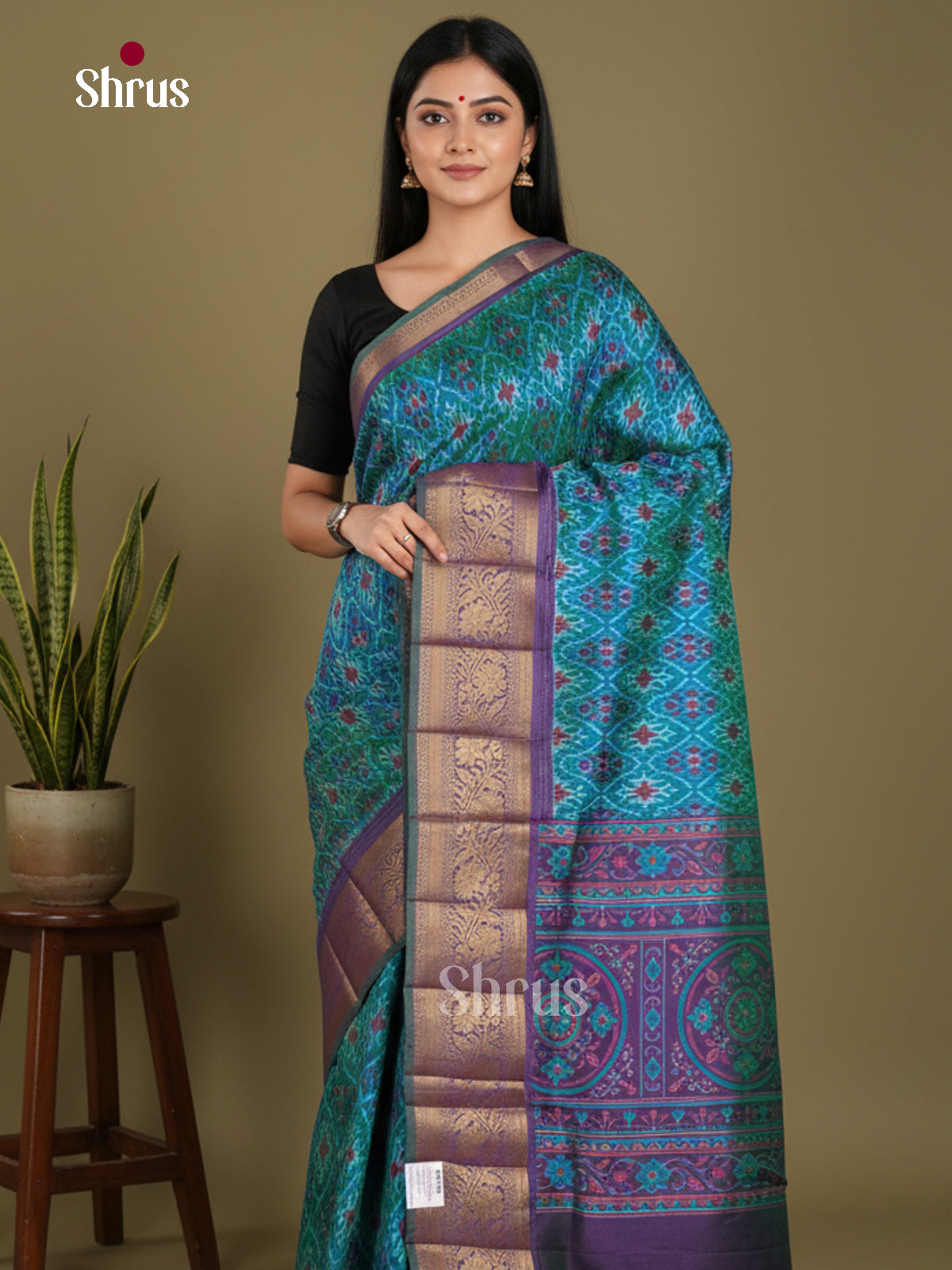 Blue & Purple - Semi Patola Saree