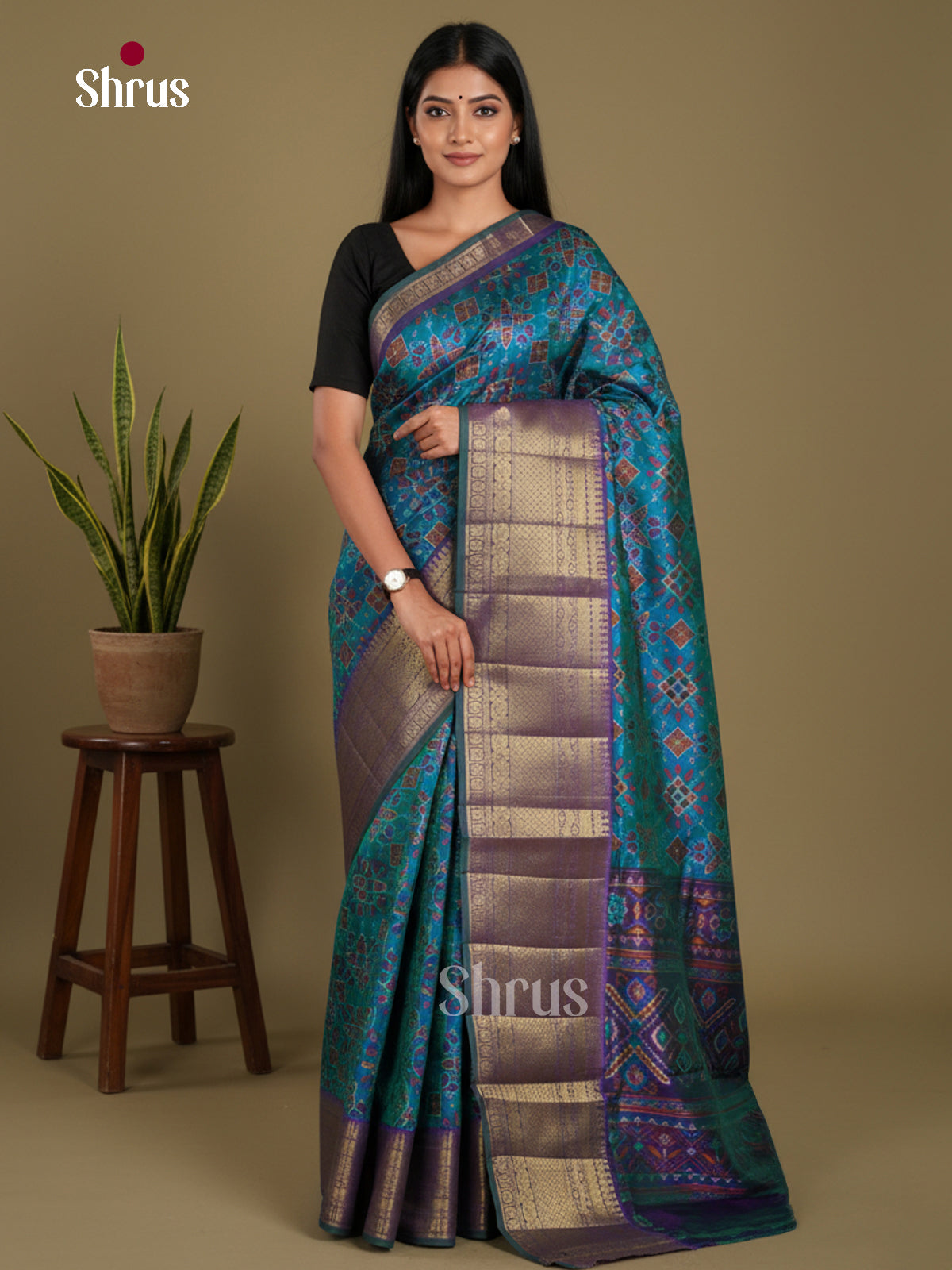 Blue & Purple - Semi Patola Saree