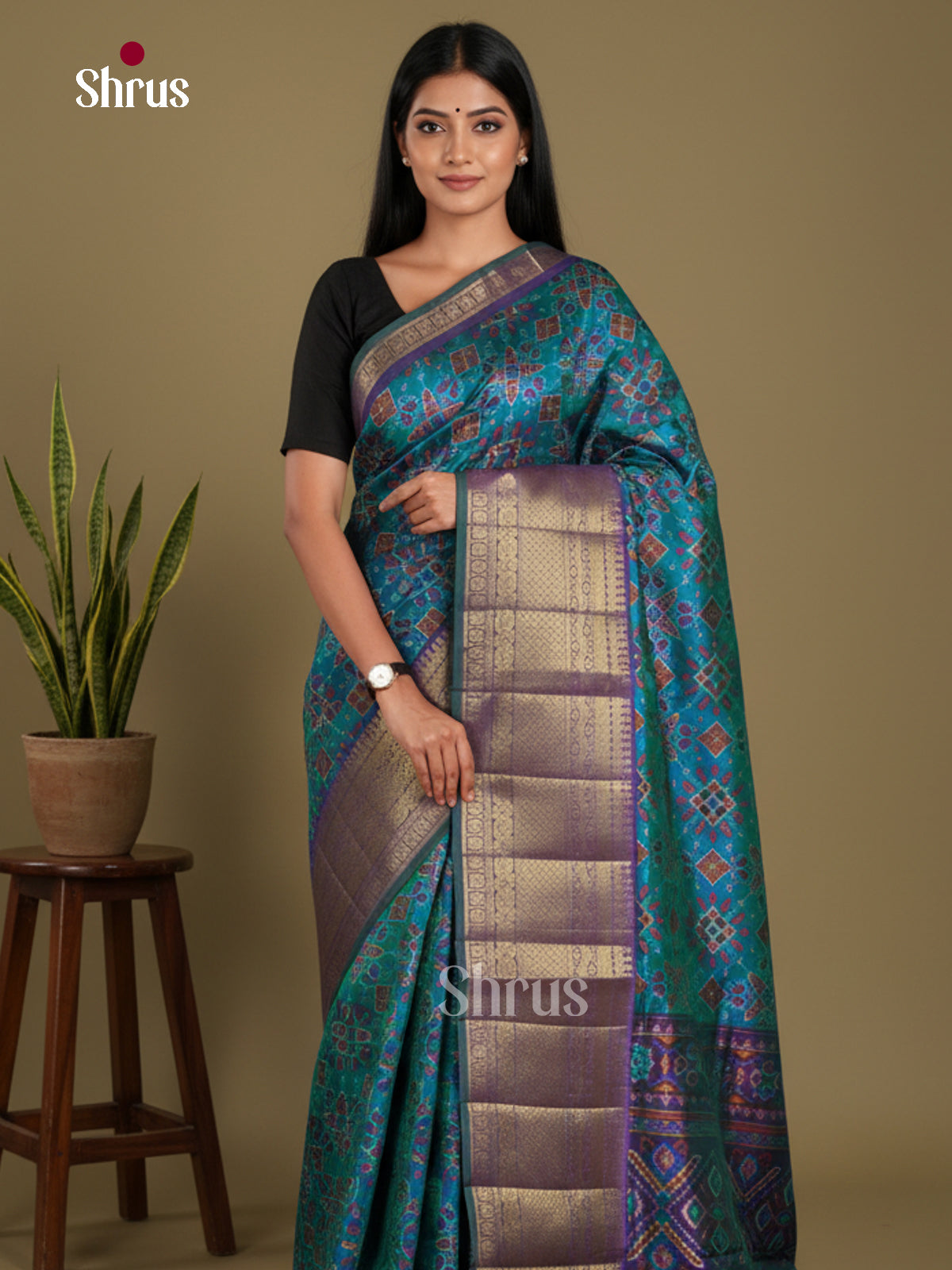 Blue & Purple - Semi Patola Saree