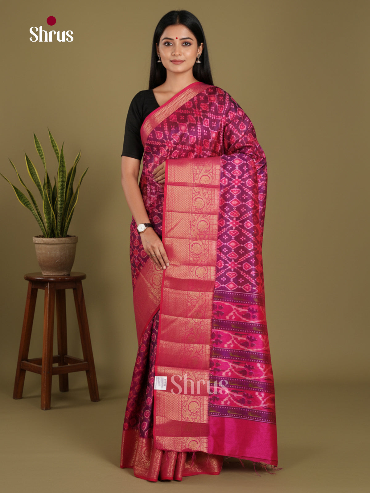 Purple & Pink - Semi Patola Saree