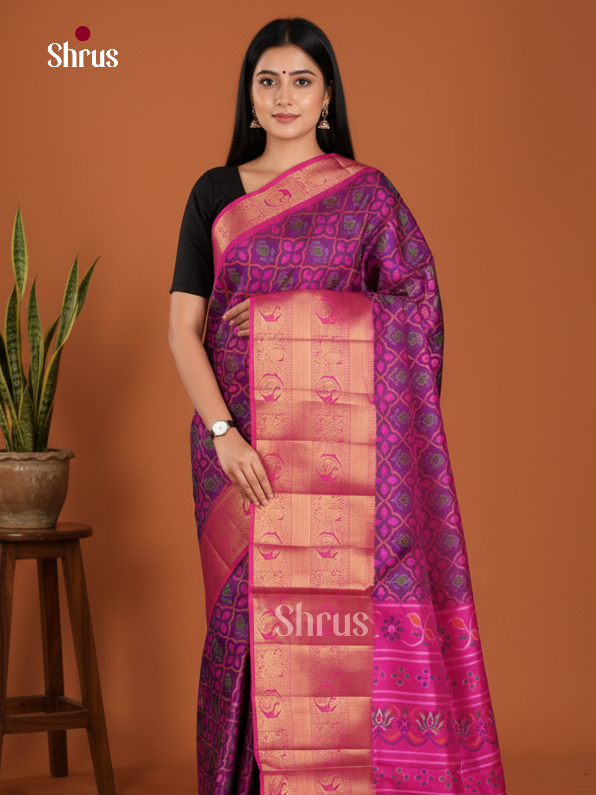 Purple & Pink - Semi Patola Saree
