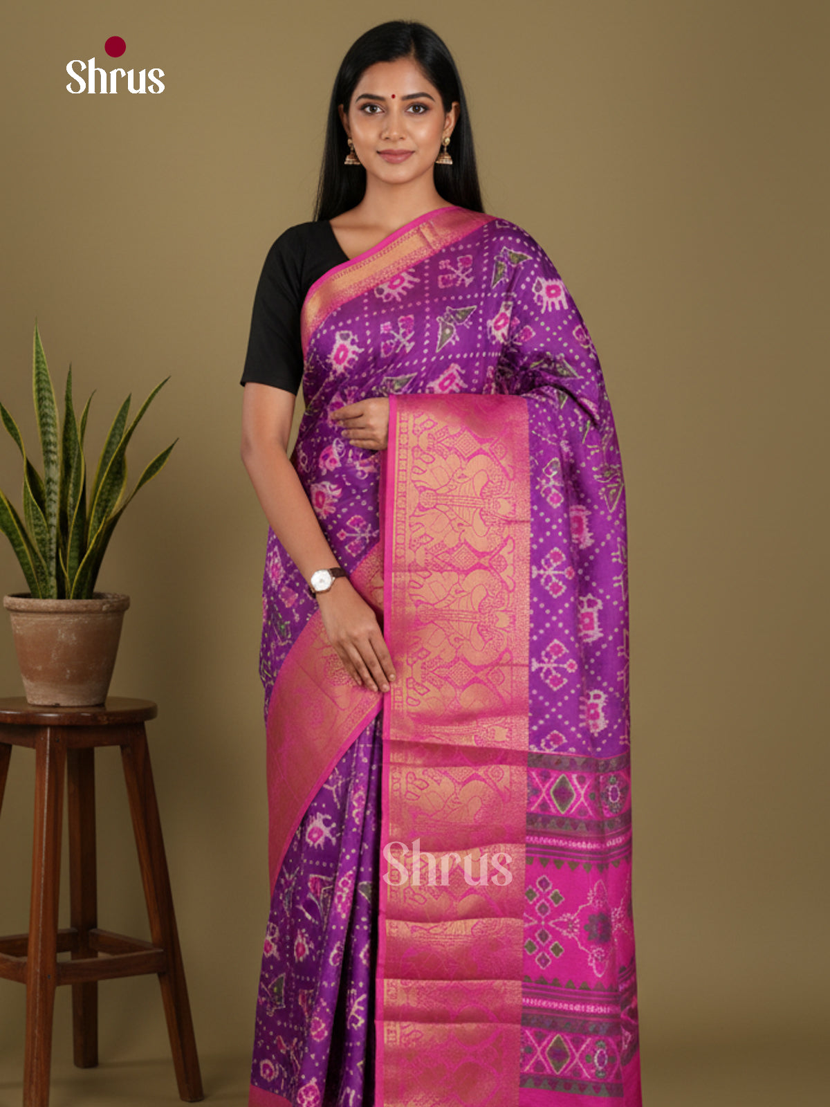 Purple & Pink - Semi Patola Saree