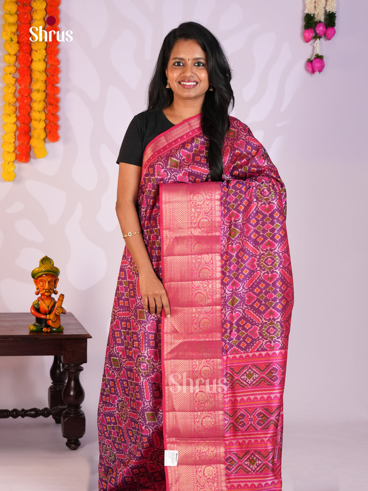 Pink & Purple - Semi Patola Saree