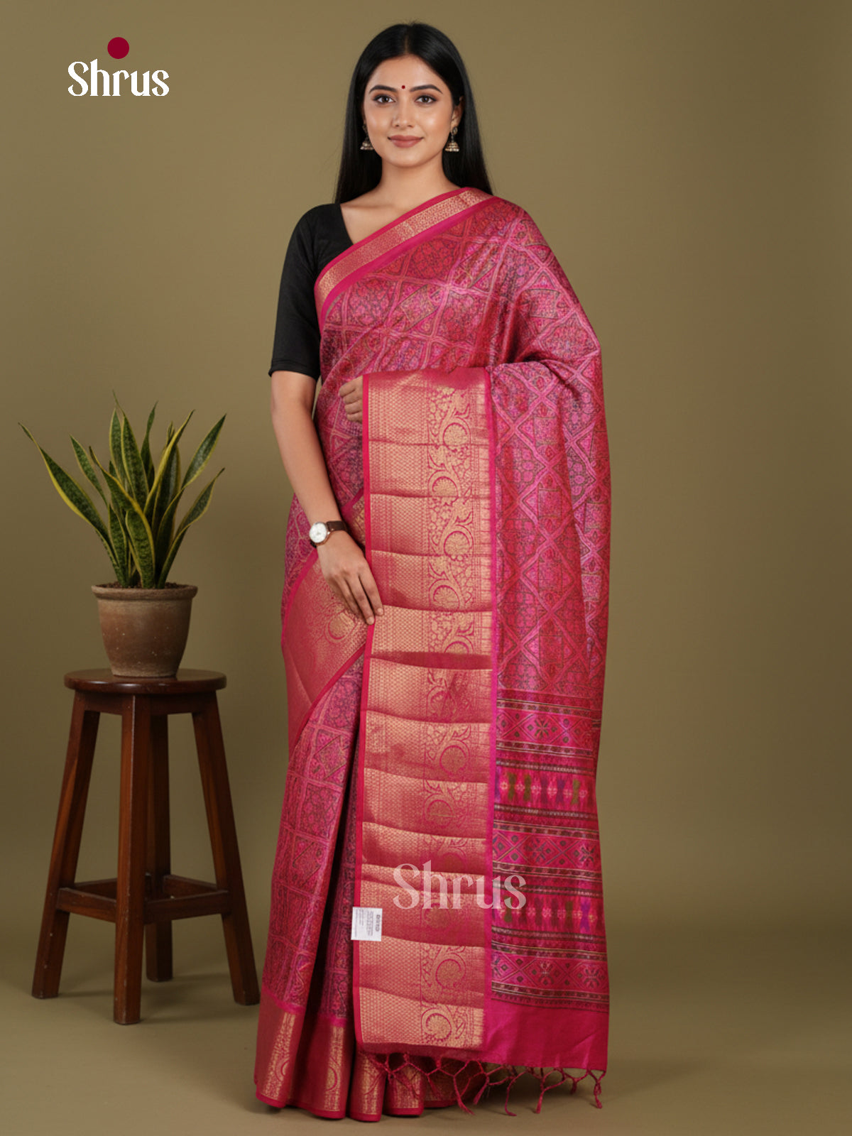 Pink- Semi Patola Saree