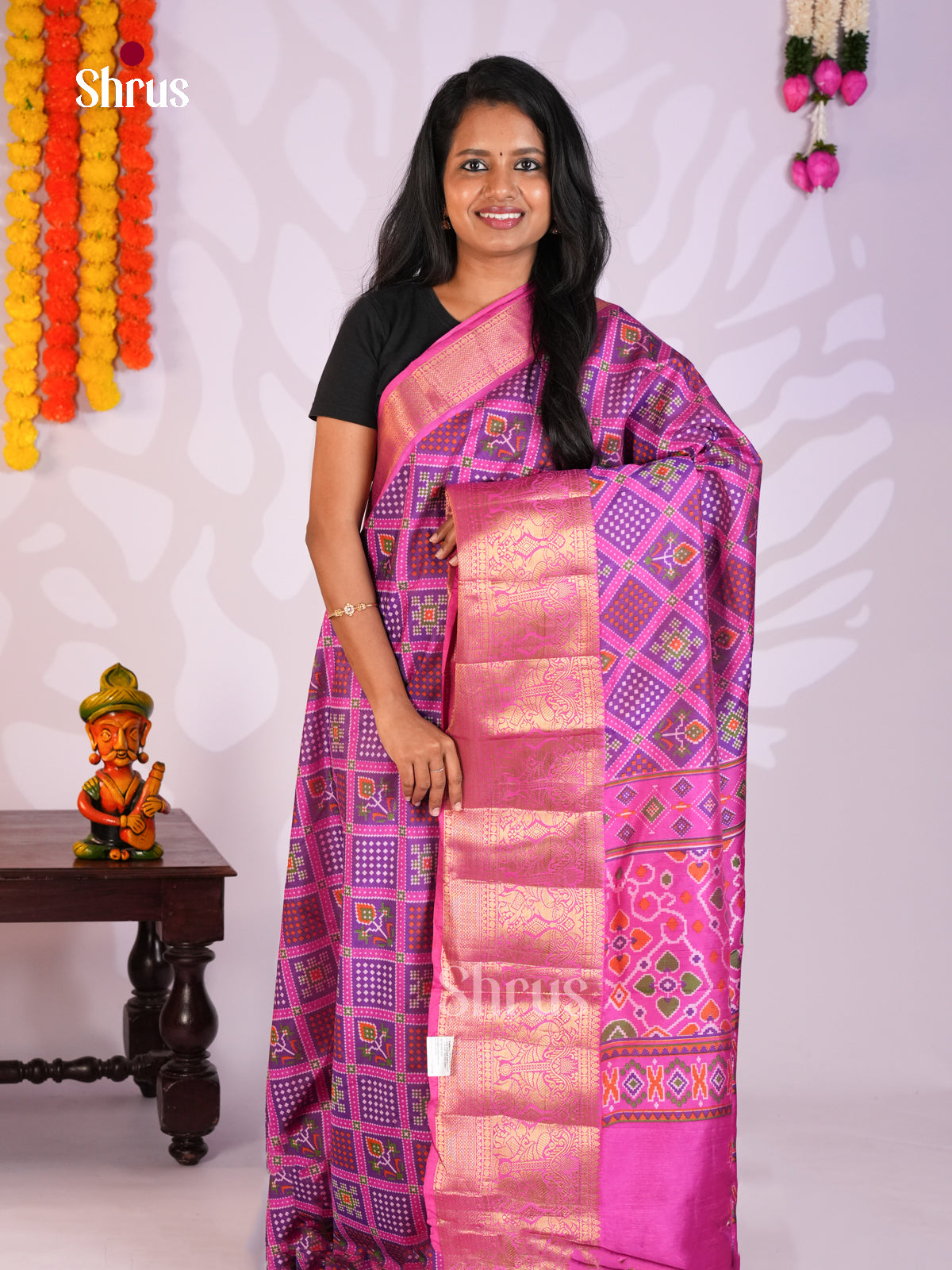 Purple & Pink - Semi Patola Saree