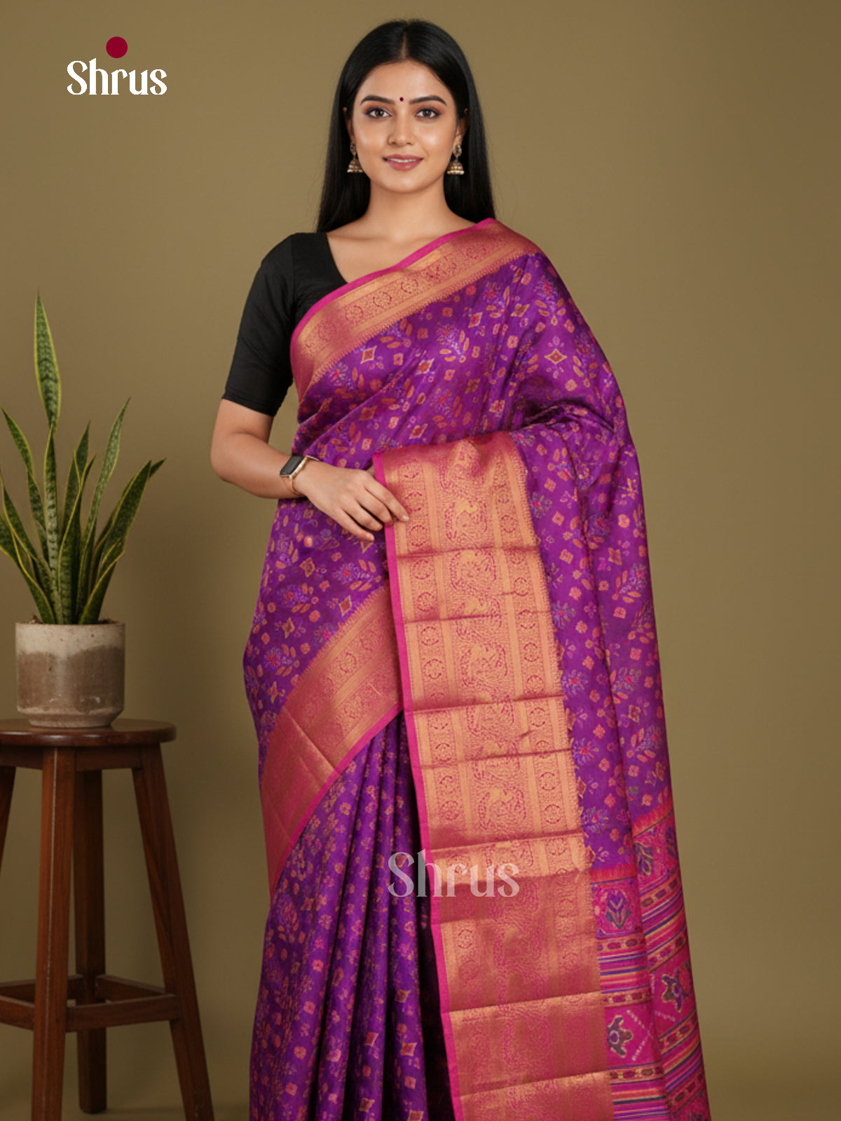 Purple & Pink - Semi Patola Saree