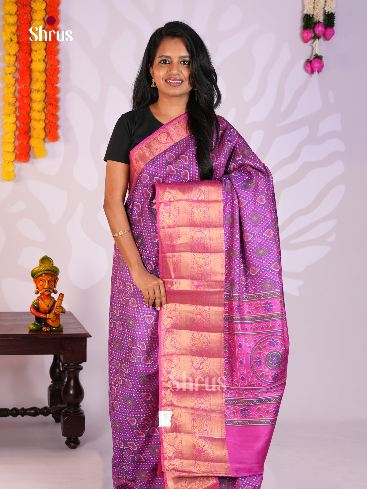 Purple & Pink - Semi Patola Saree