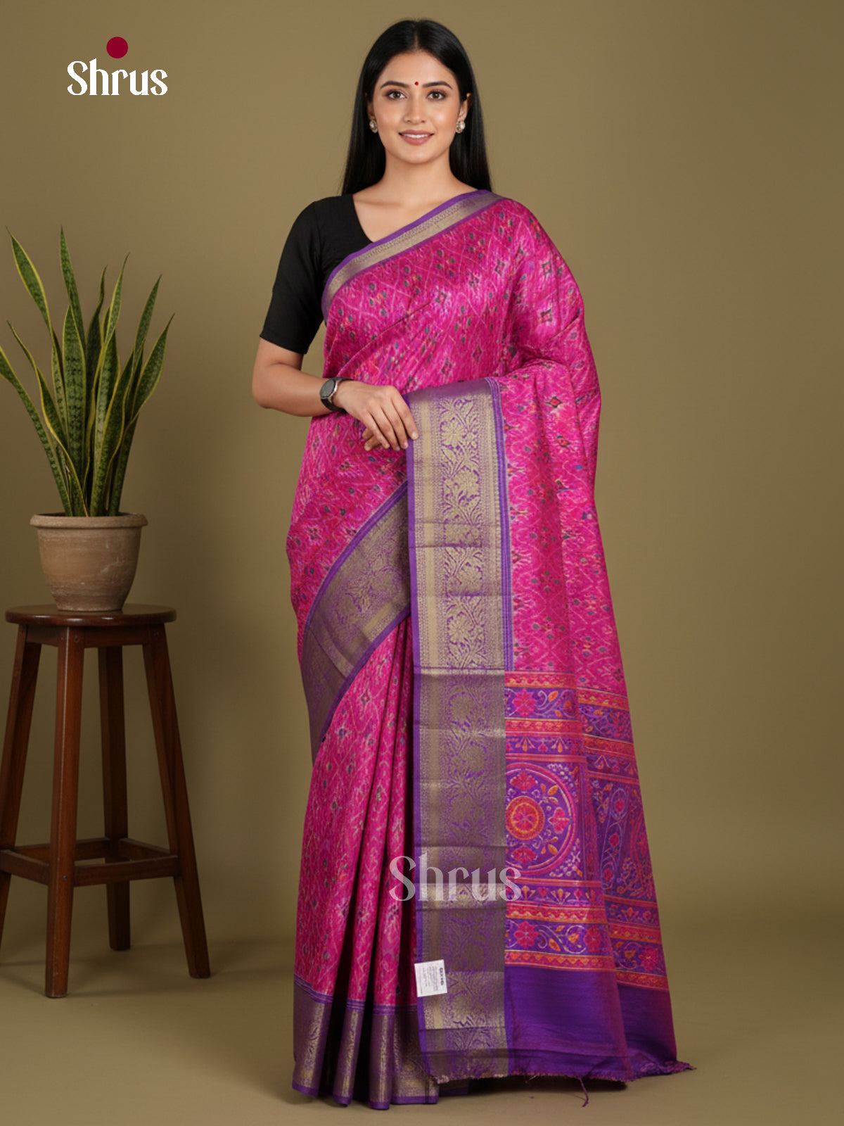 Pink & Purple - Semi Patola Saree