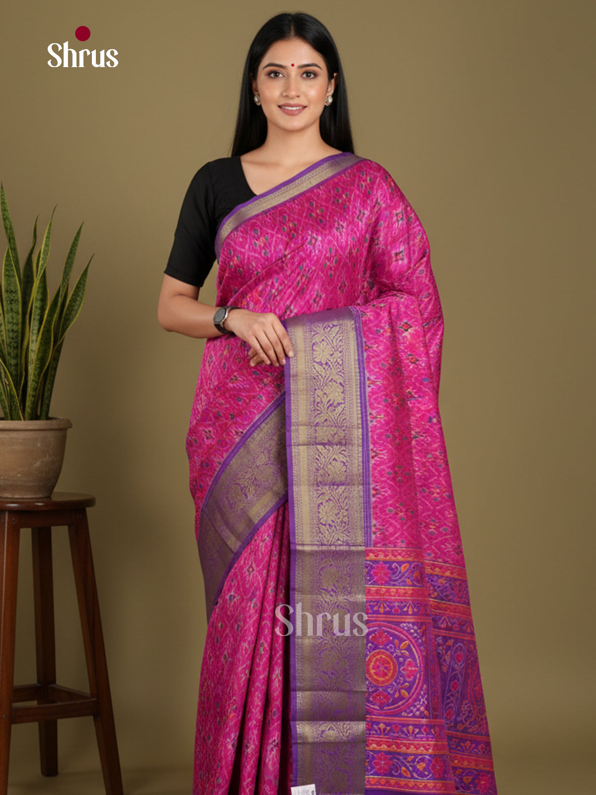 Pink & Purple - Semi Patola Saree
