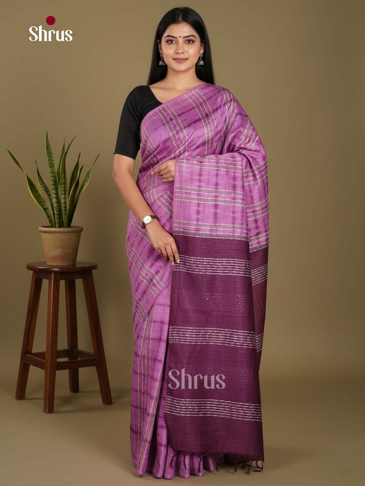 Purple & Violet - Shibori Saree