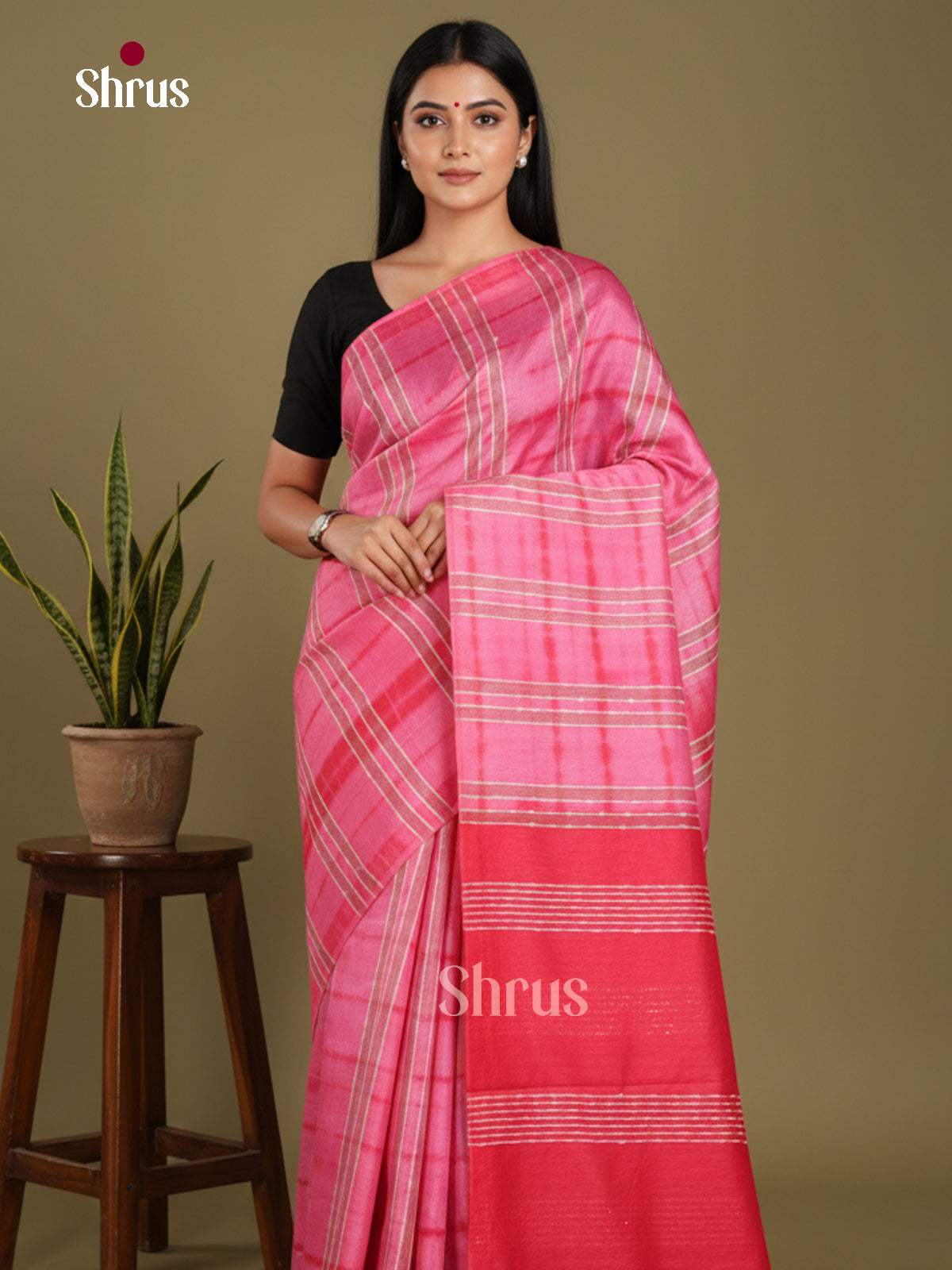 Pink & Red - Shibori Saree