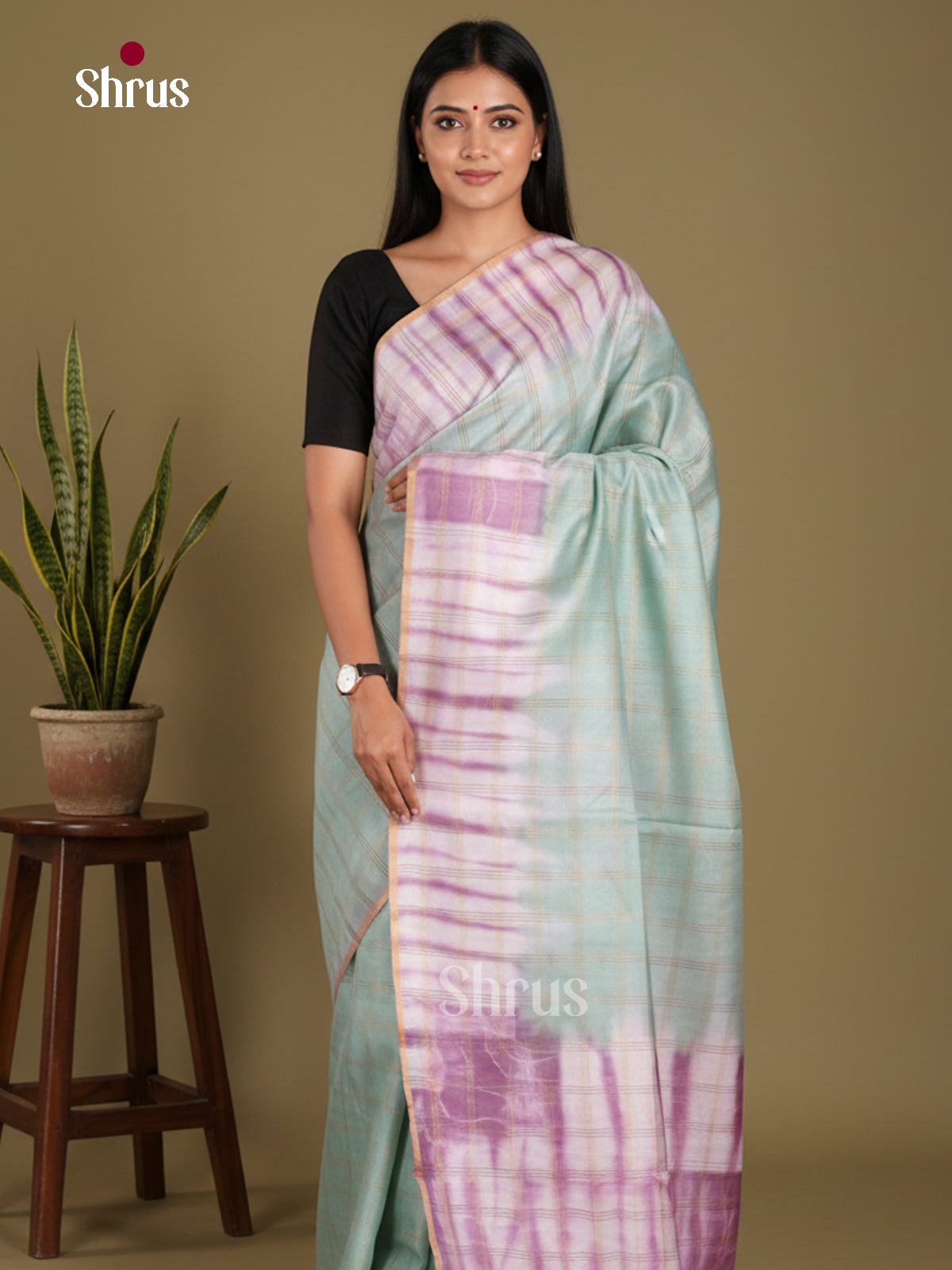 Teal & Cream - Shibori Saree