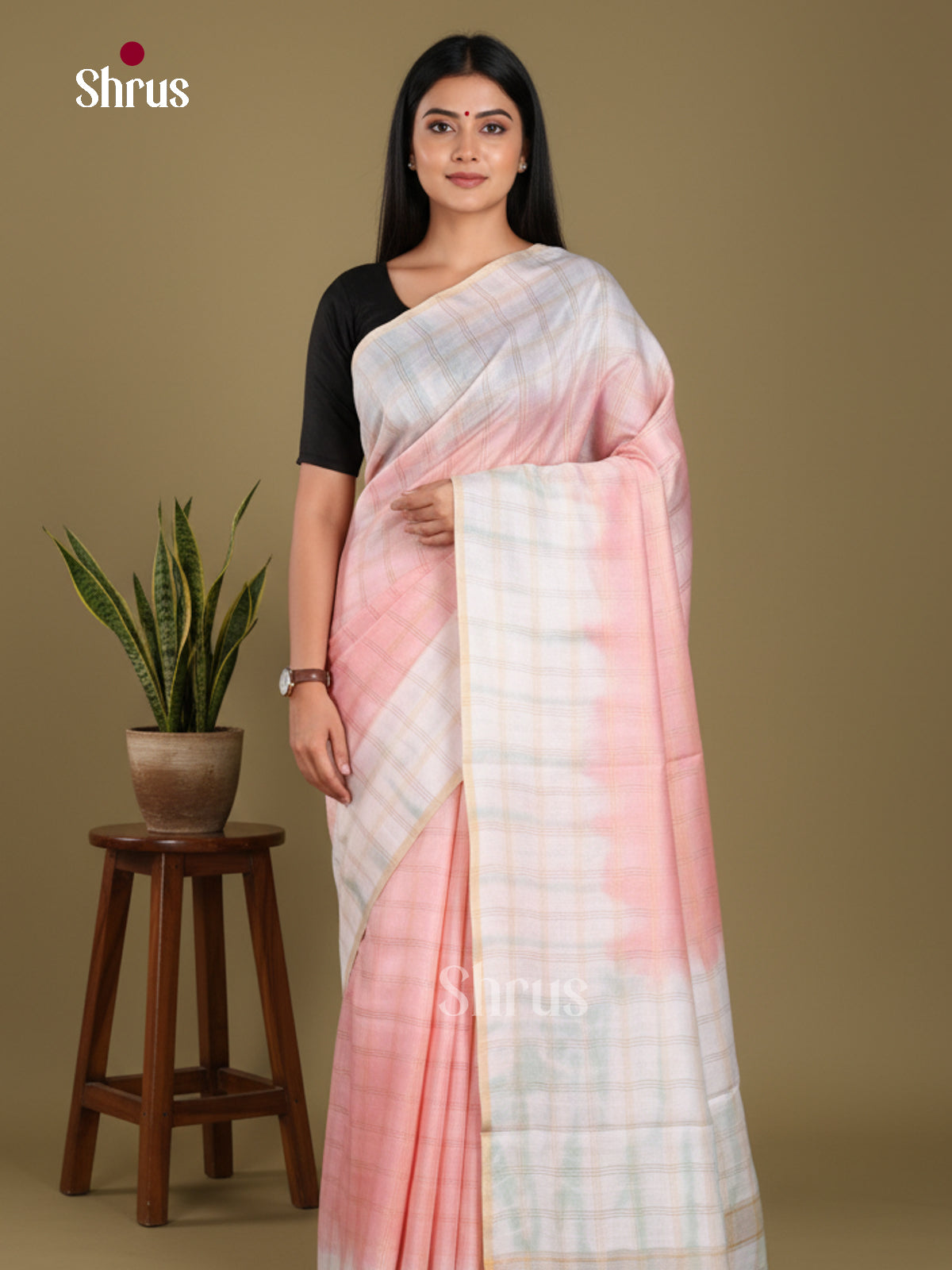 Pink & Cream- Shibori Saree