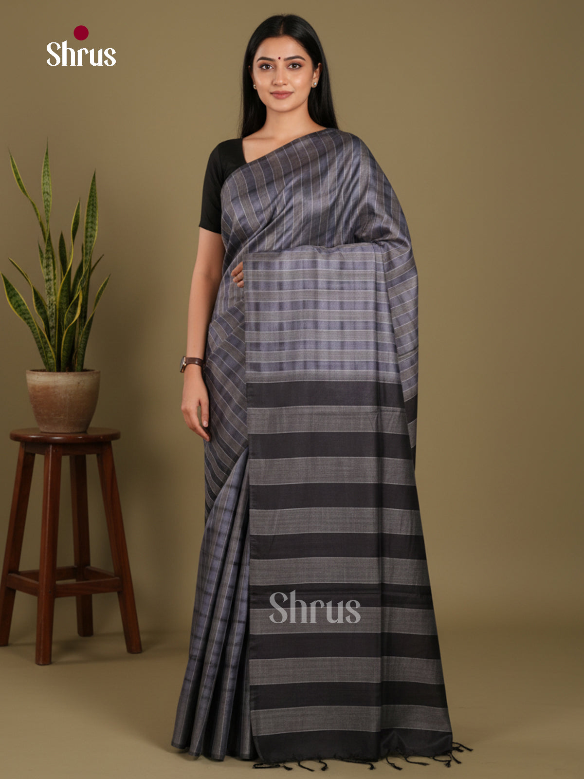 Grey & Black- Shibori Saree