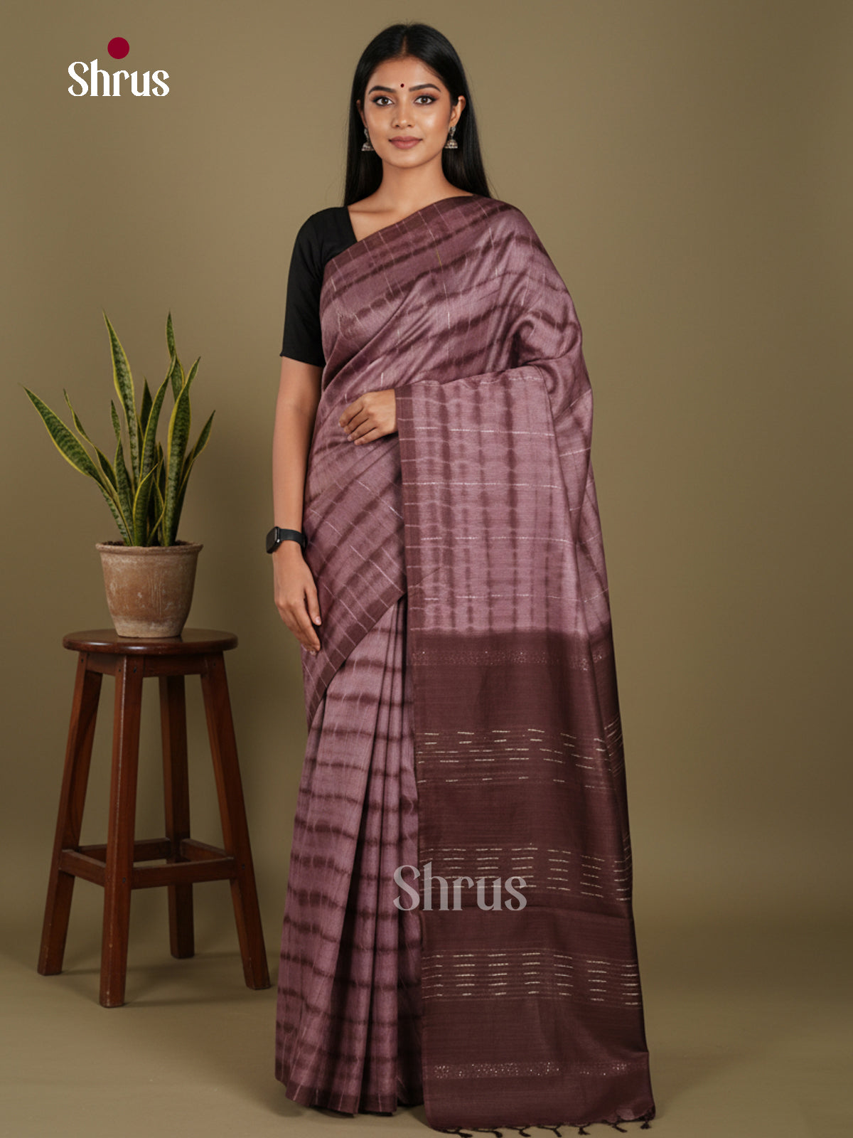 Brown & Coffee Brown - Shibori Saree