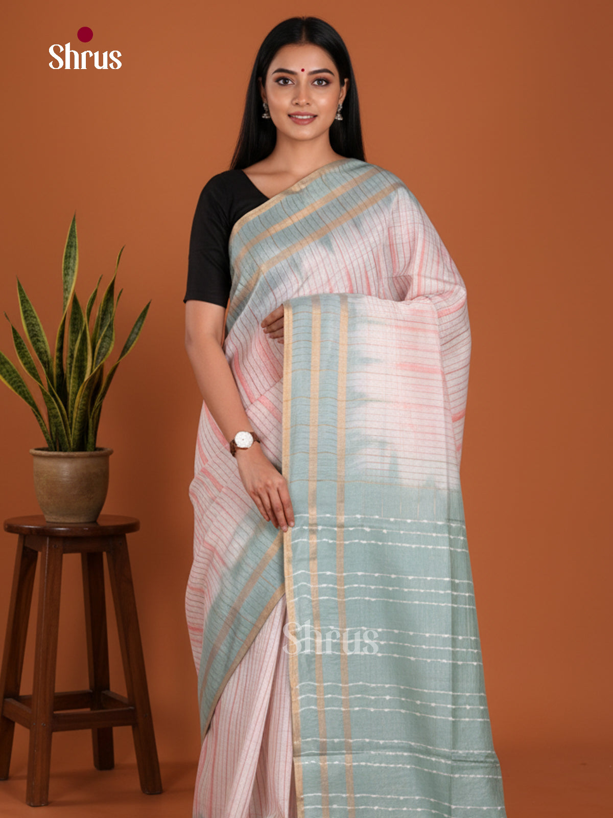 Cream & Grey - Shibori Saree