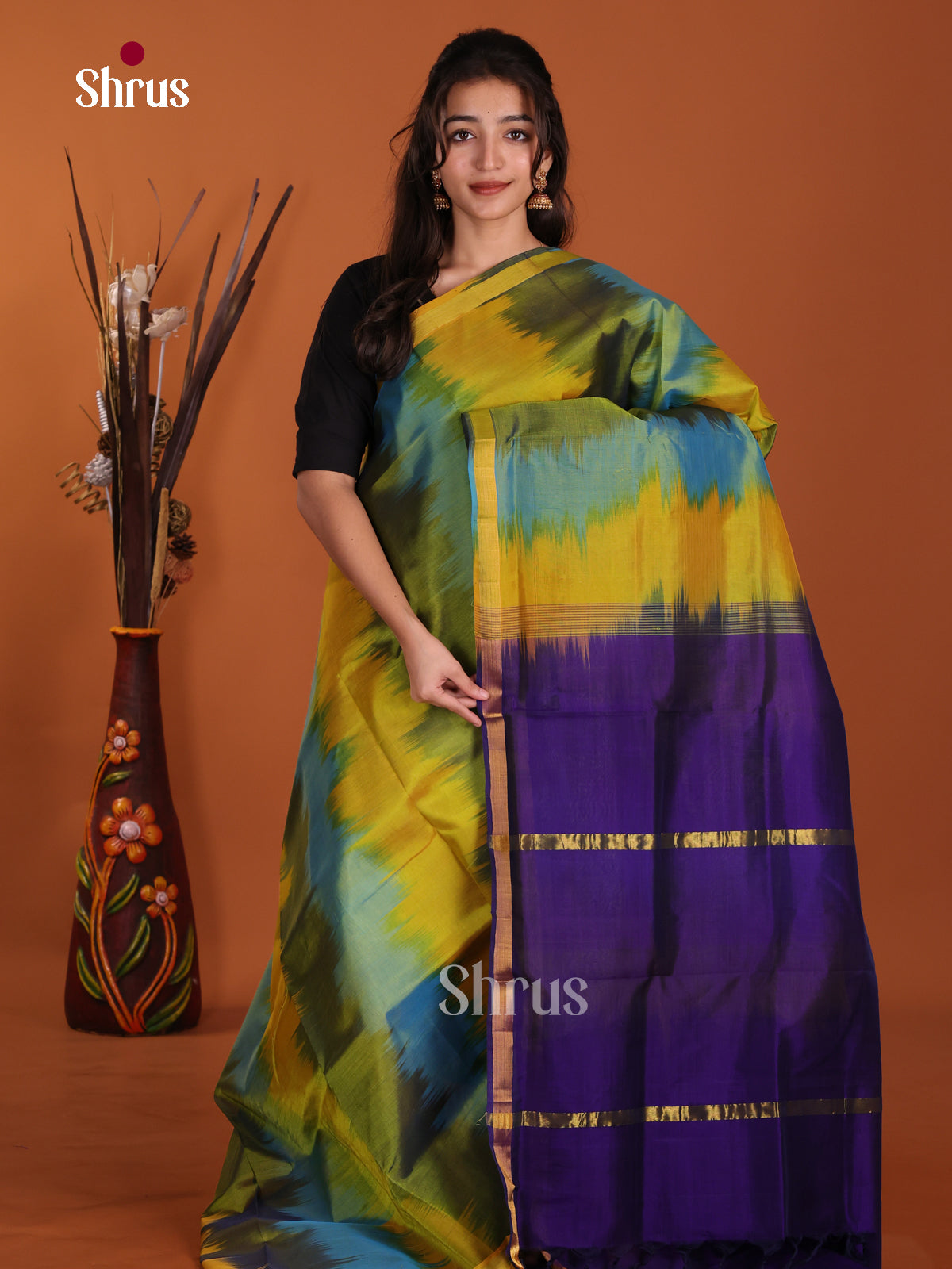 DKS24030 - Silk Cotton Saree - Shop on Shrus.com