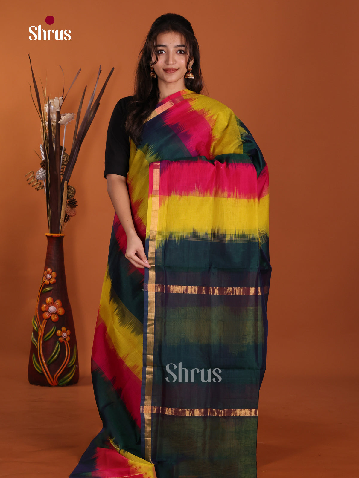 DKS24037 - Silk Cotton Saree - Shop on Shrus.com