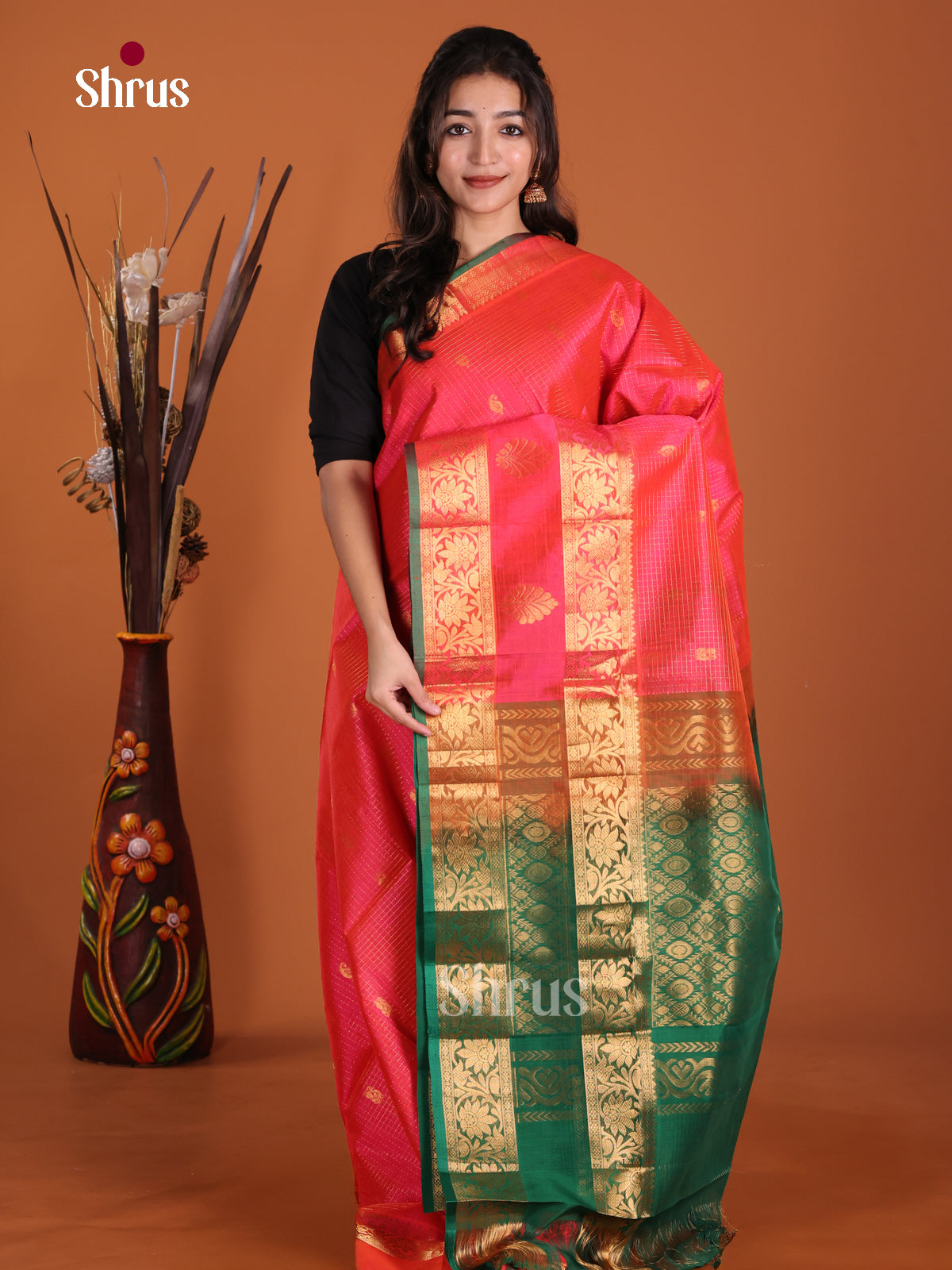 DKS24069 - Silk Cotton Saree - Shop on Shrus.com