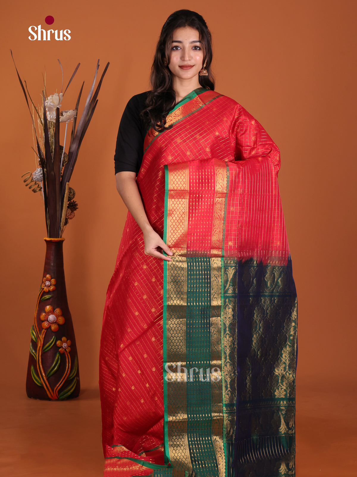 DKS24080 - Silk Cotton Saree - Shop on Shrus.com