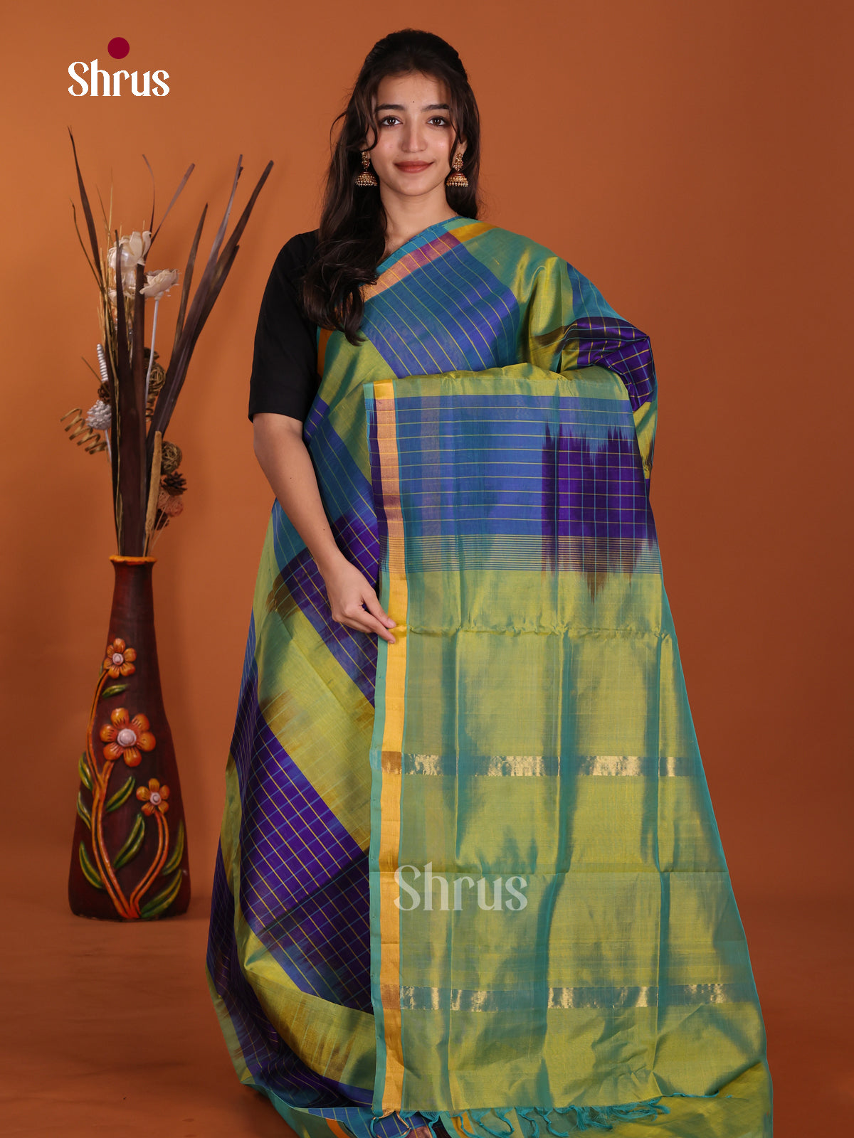 DKS24138 - Silk Cotton Saree - Shop on Shrus.com