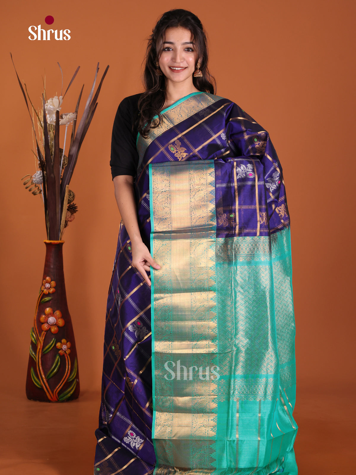 DKS24307 - Silk Cotton Saree - Shop on Shrus.com