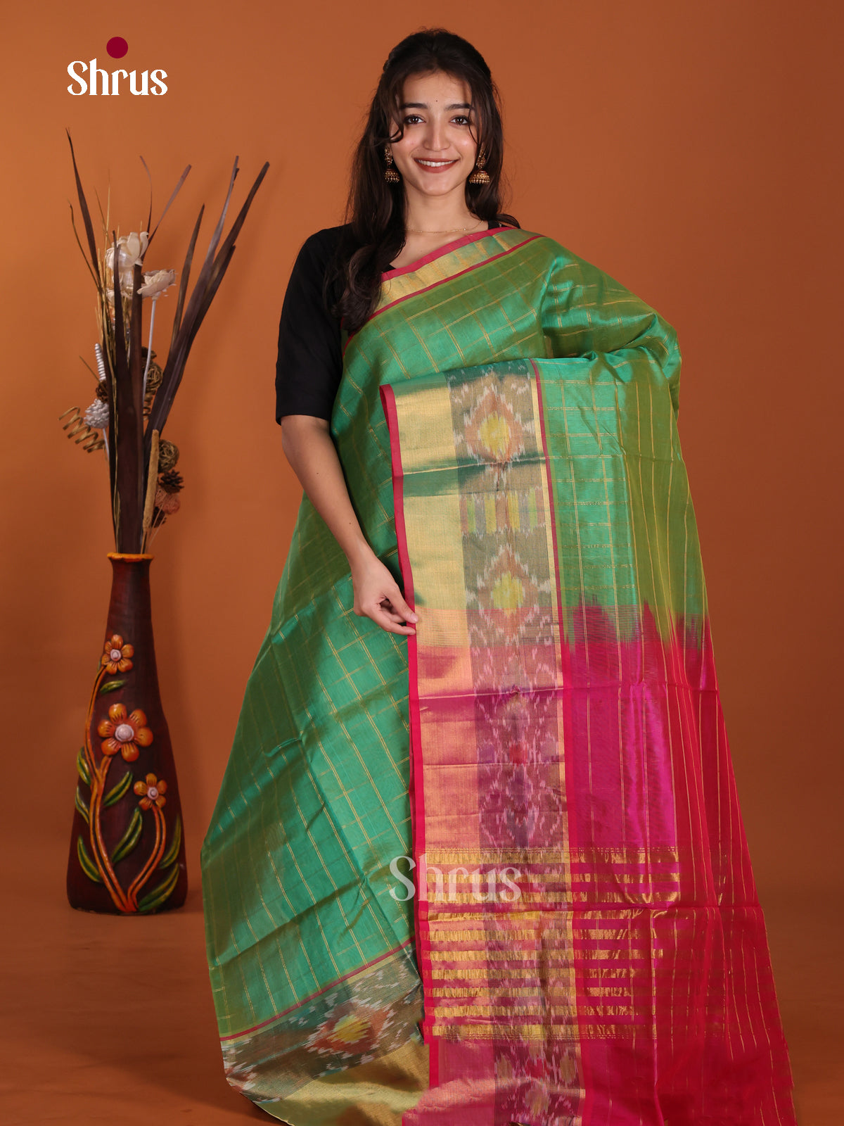 DKS24511 - Silk Cotton Saree - Shop on Shrus.com