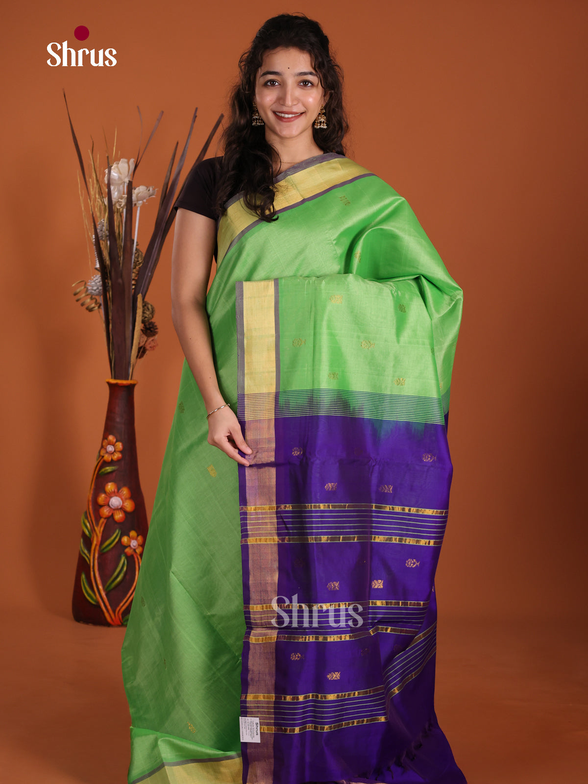 DKS24596 - Silkcotton-halfpure Saree - Shop on Shrus.com