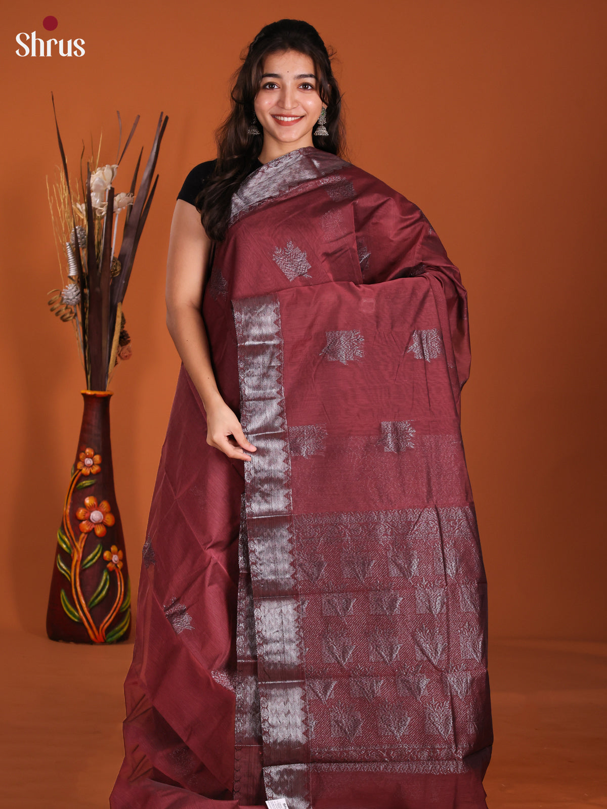 Brown- Semi Silkcotton Saree - DKS25190