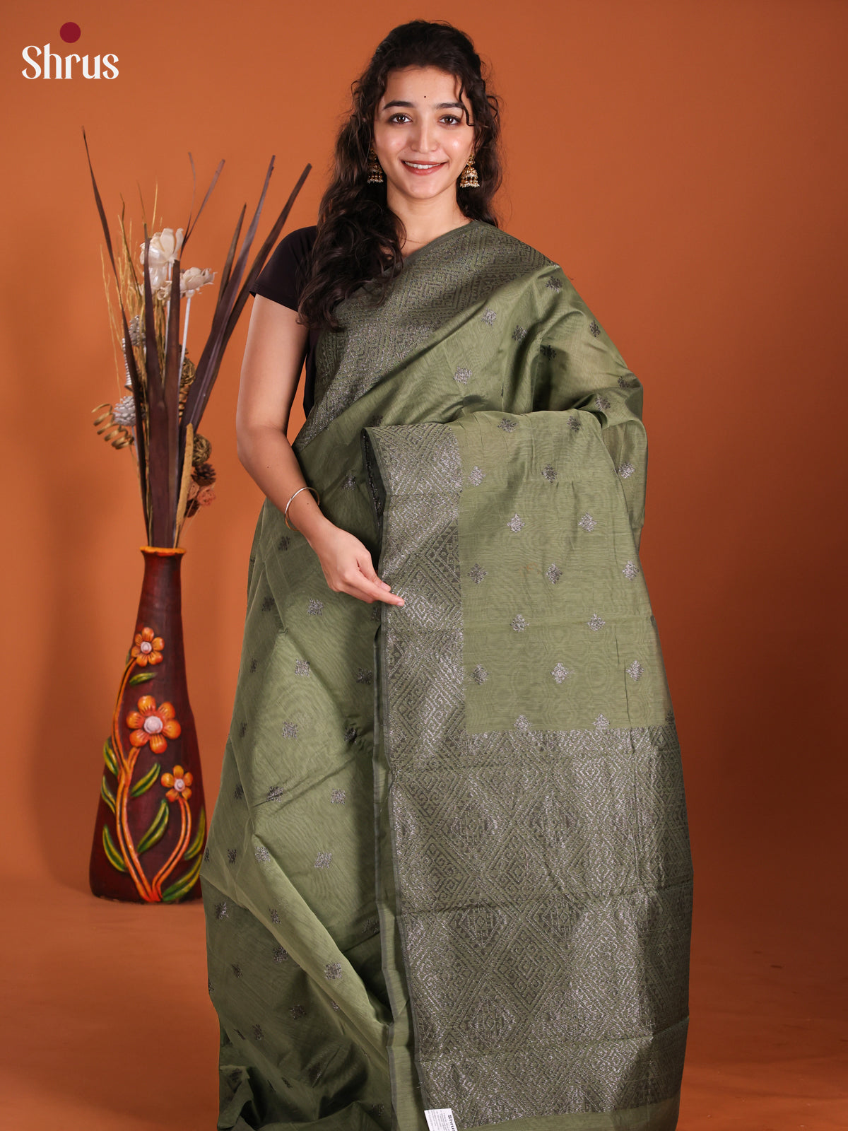 Chutney Green - Semi Silkcotton Saree- DKS25204