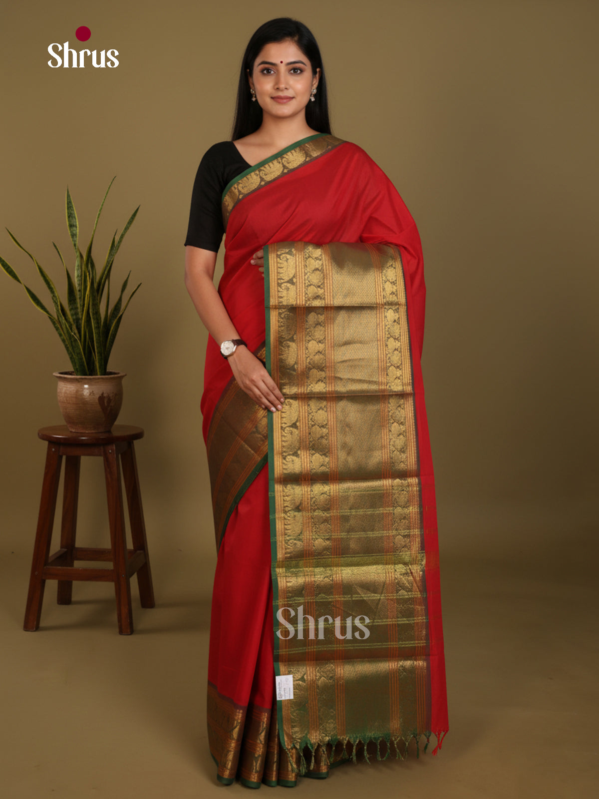 Red & Green- Narayanpet Cotton Saree