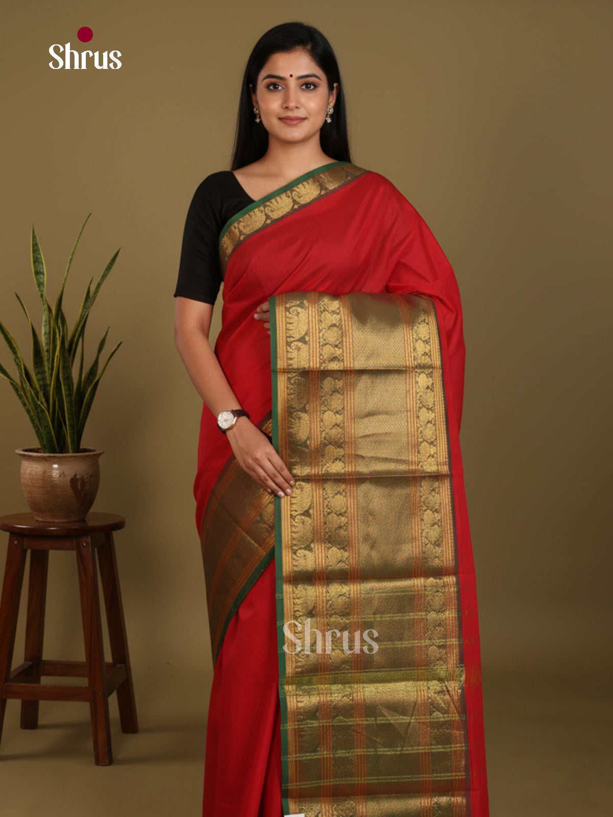 Red & Green- Narayanpet Cotton Saree