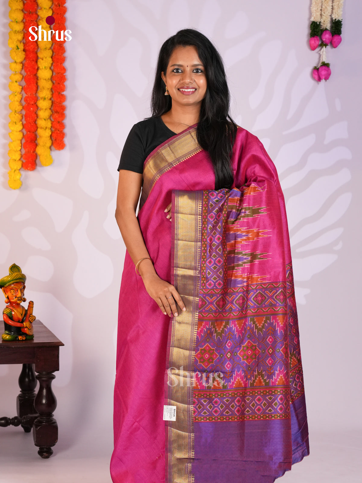 Pink & Purple - Semi Patola Saree-DKS26224