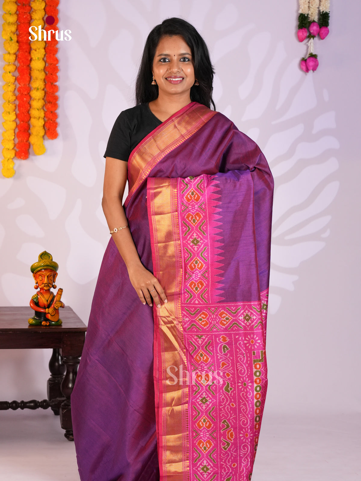 Purple & Pink - Semi Patola Saree - DKS26235 - Shop on Shrus.com