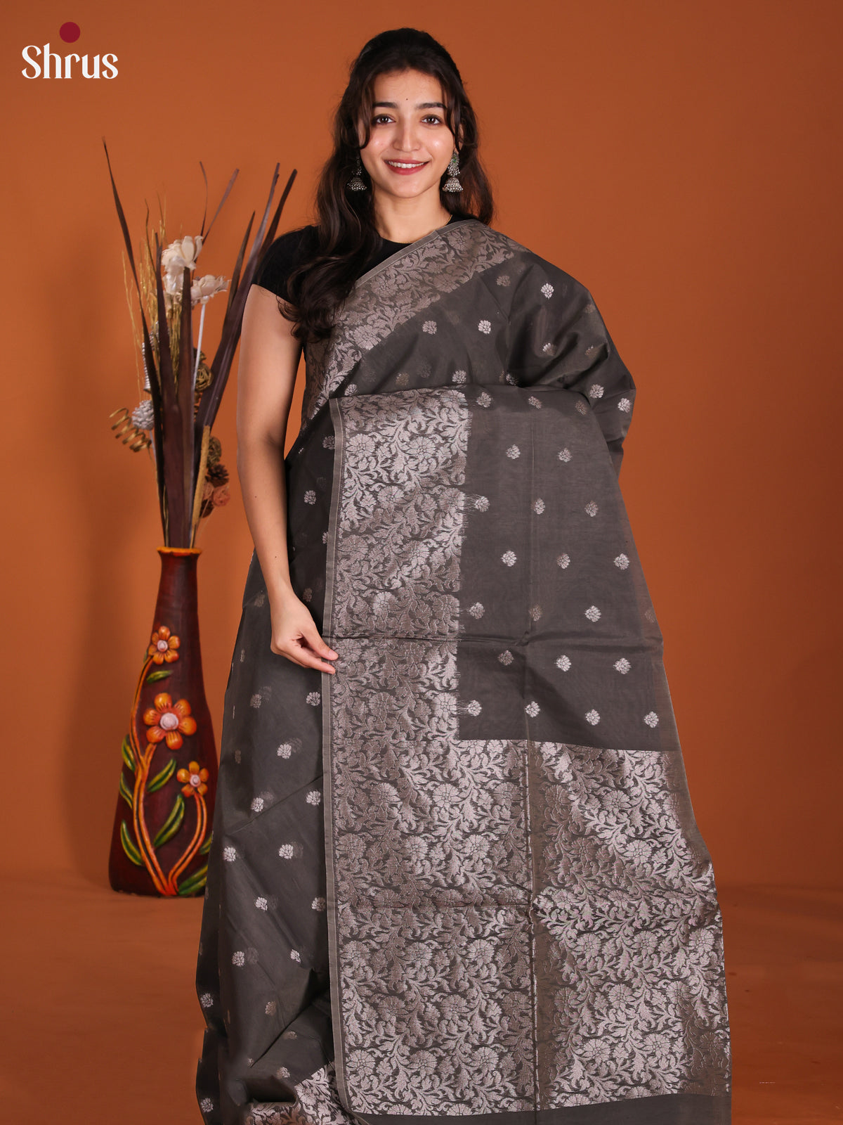 Black - Semi Silkcotton Saree -DKS26327