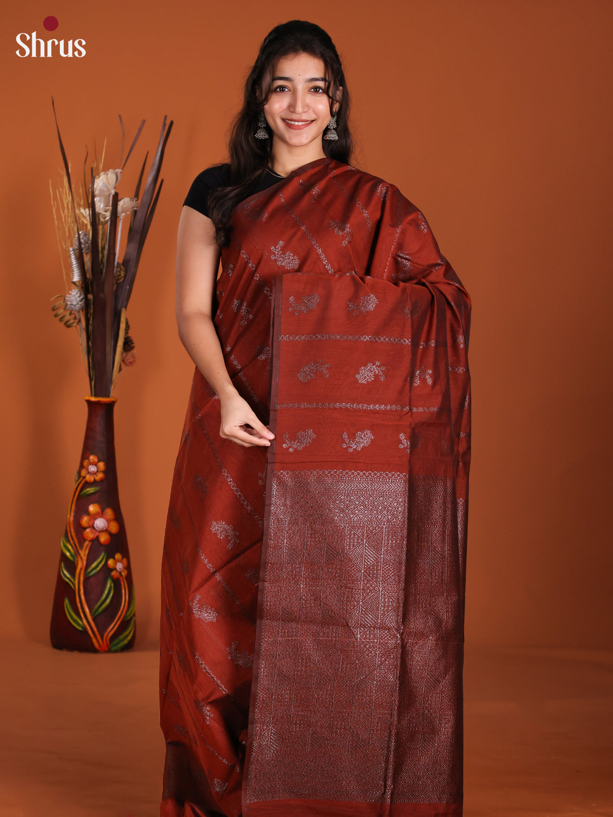 Arakku Maroon - Semi Silkcotton Saree - DKS26354