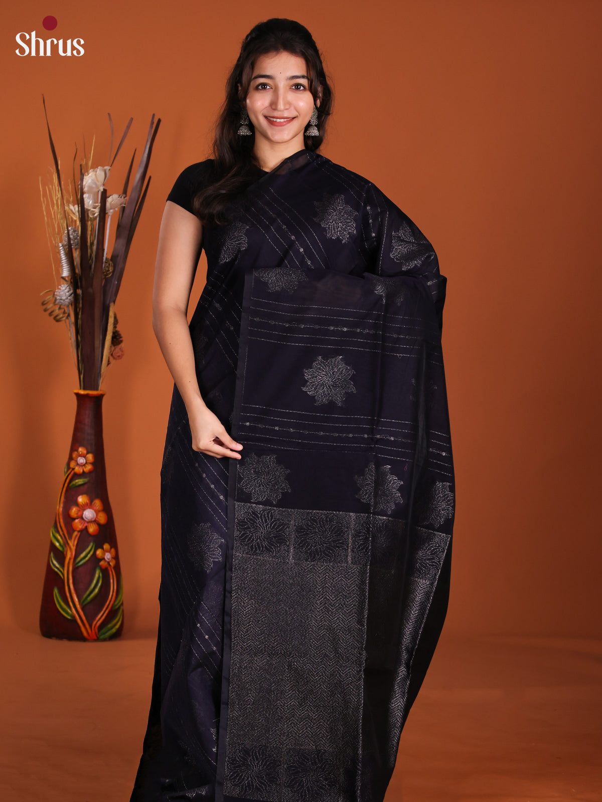 Blue - Semi Silkcotton Saree-DKS26366