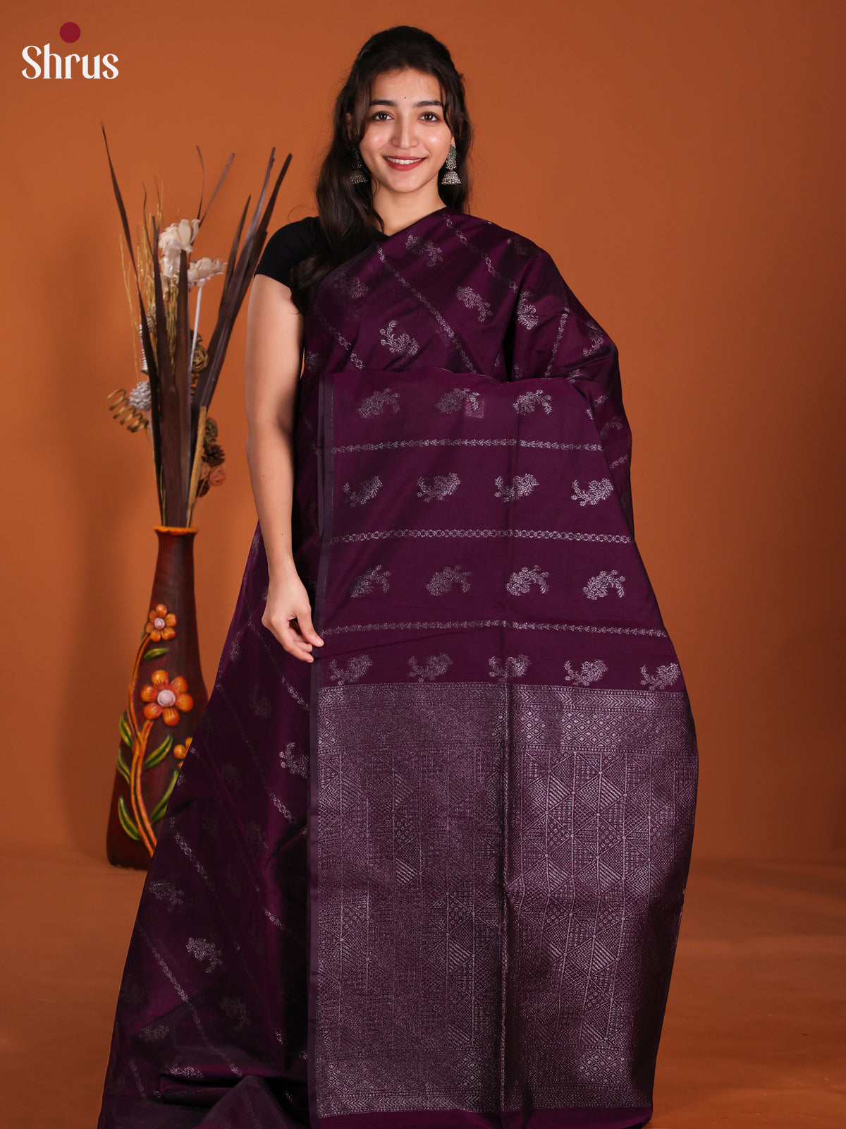 Violet - Semi Silkcotton Saree- DKS26371
