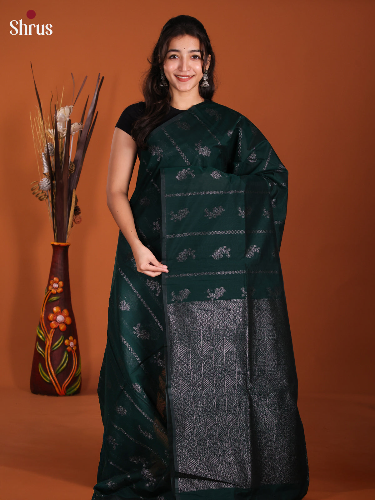 Green - Semi Silkcotton Saree -DKS26392