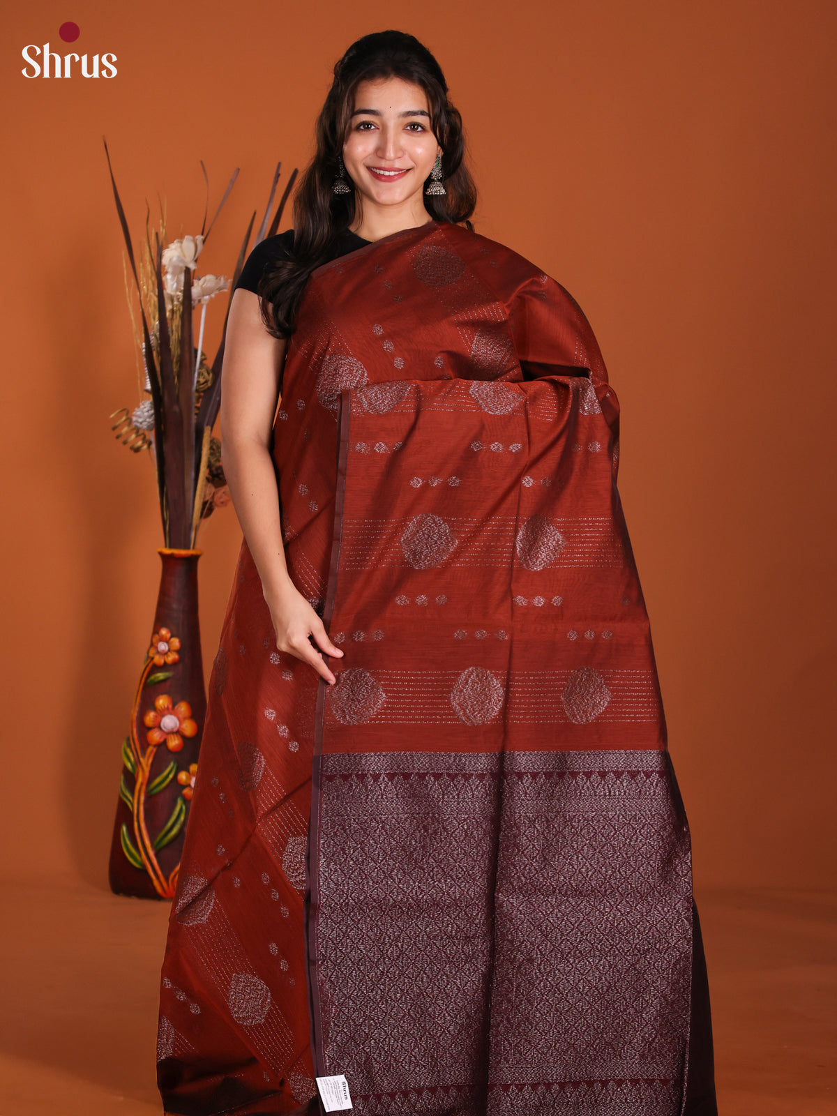 Arakku & Maroon - Semi Silkcotton Saree-DKS26405