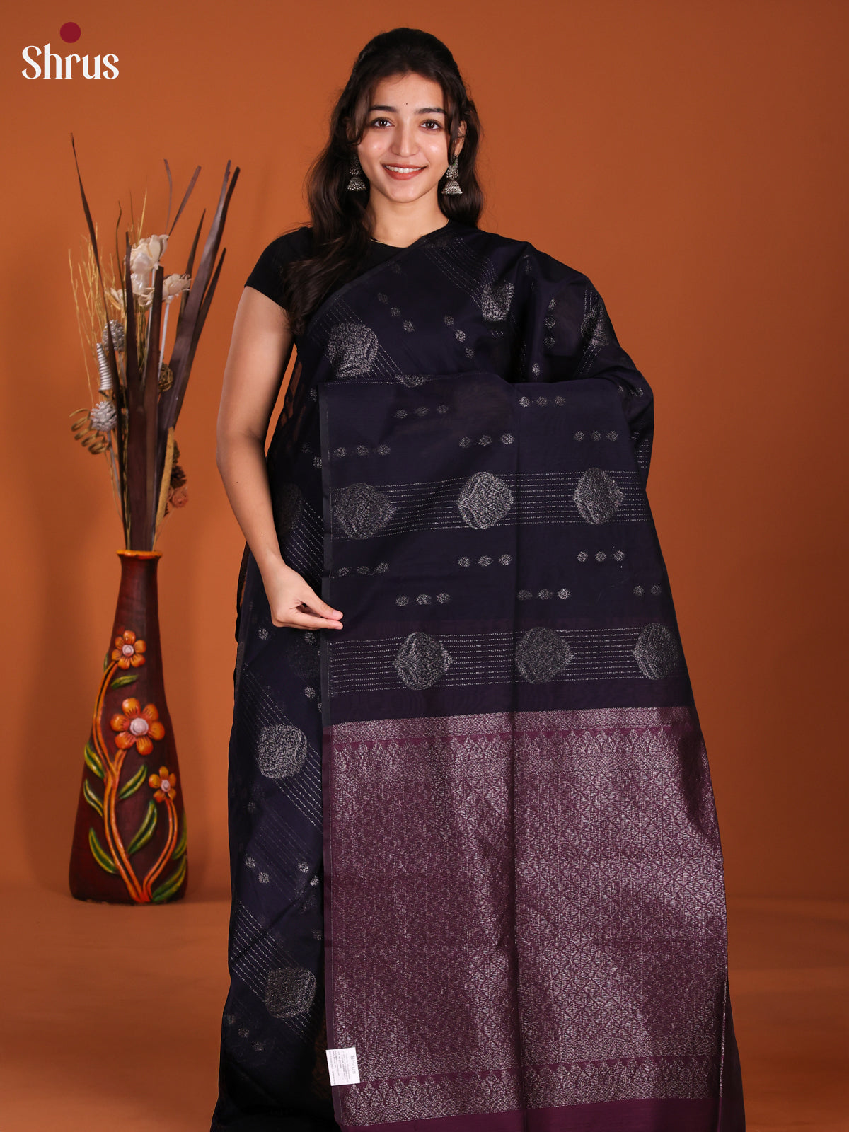 Blue & Violet - Semi Silkcotton Saree-DKS26407