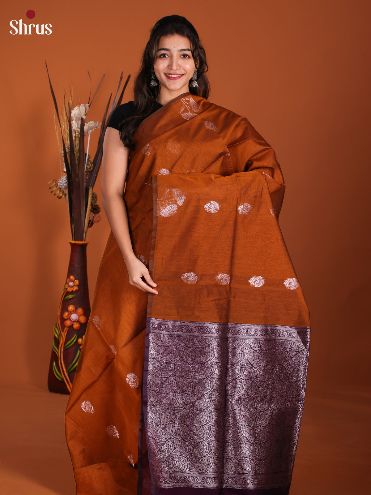 Rust & Violet - Semi Silkcotton Saree -DKS26498