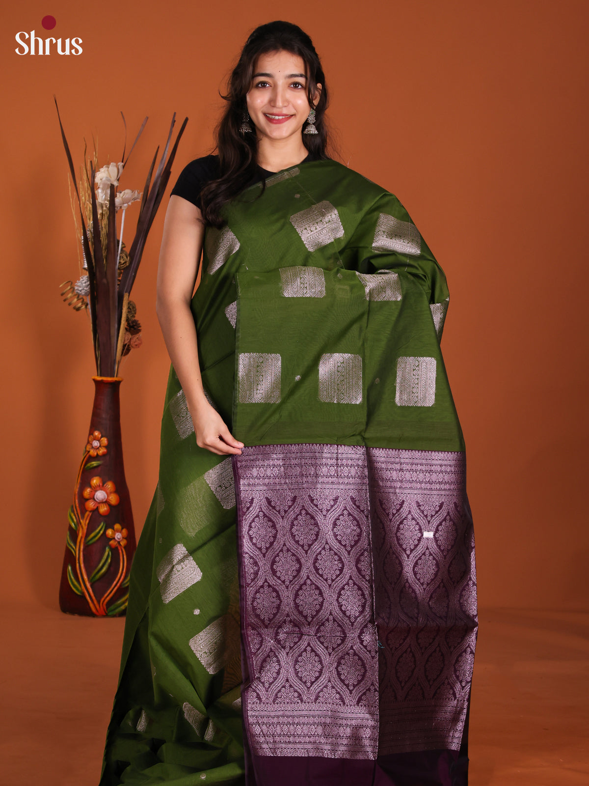 DKS26507 - Semi Silkcotton Saree - Shop on Shrus.com
