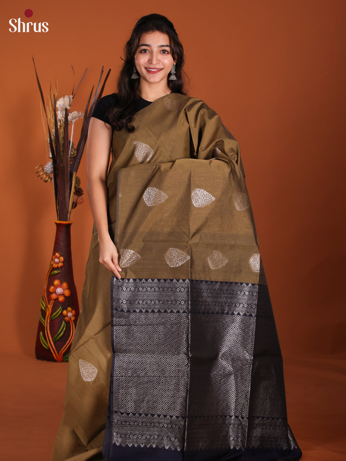 Chutney Green & Blue- Semi Silkcotton Saree - DKS26529 - Shop on Shrus.com