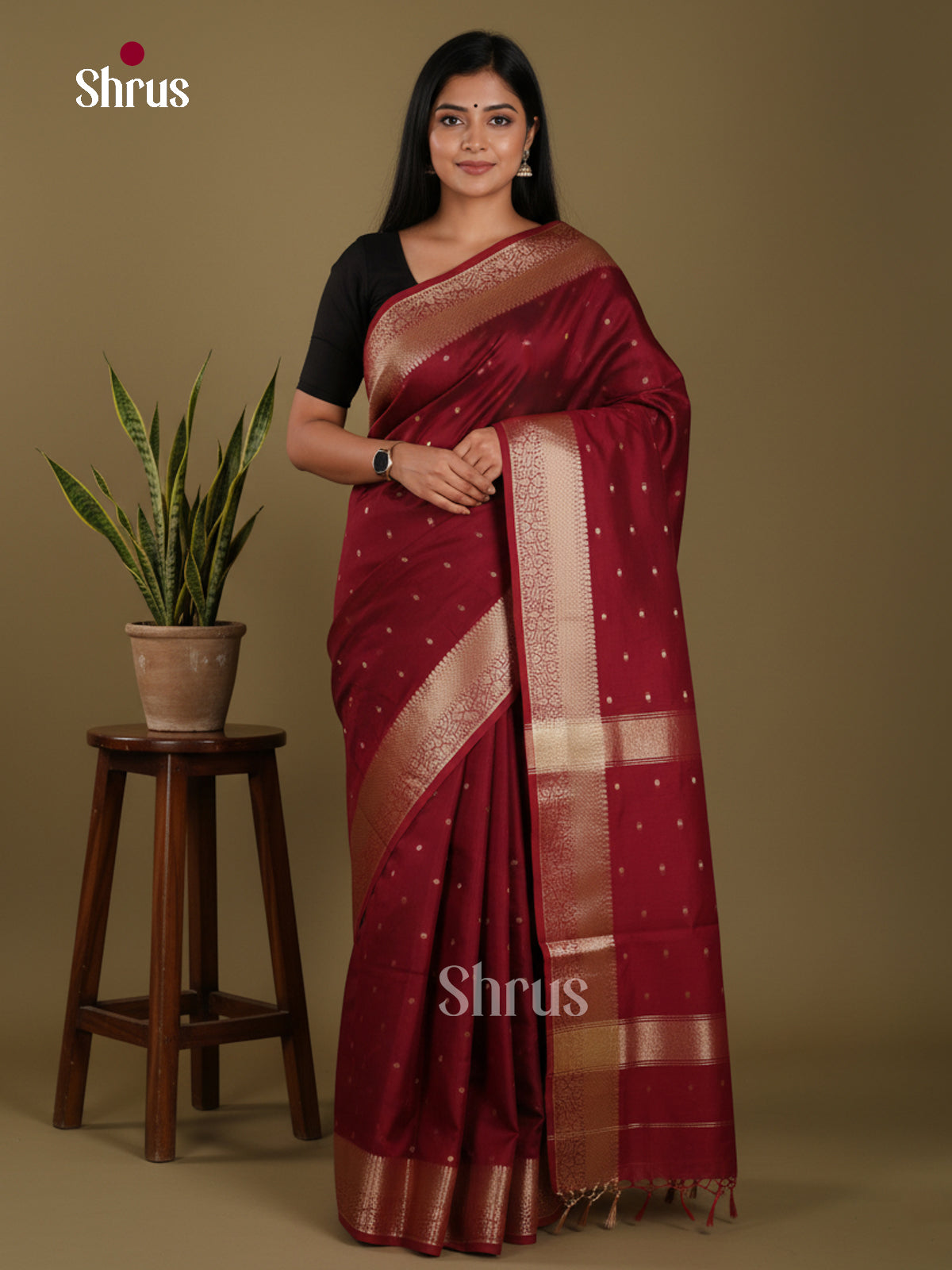 Maroon- Art Maheshwari Saree