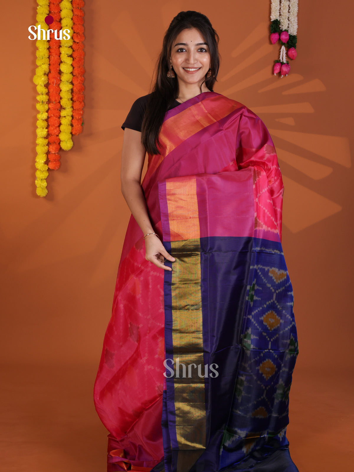 Pink & Blue - Semi uppada Saree