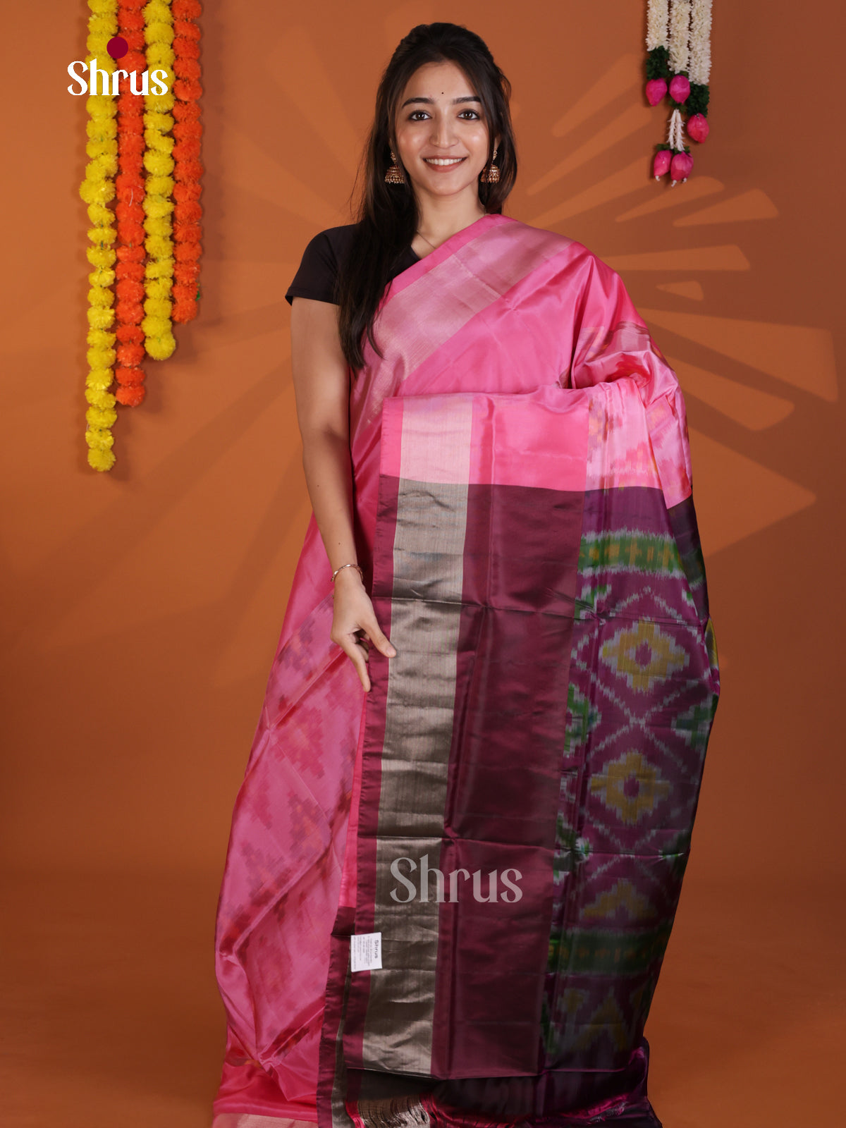 Pink & Maroon - Semi uppada Saree